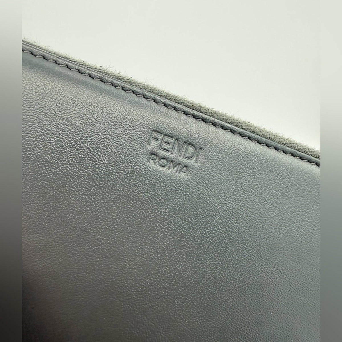 Fendi Gray Leather Organizer Clutch