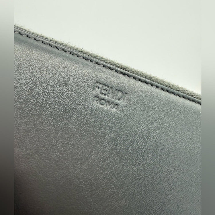 Fendi Gray Leather Organizer Clutch