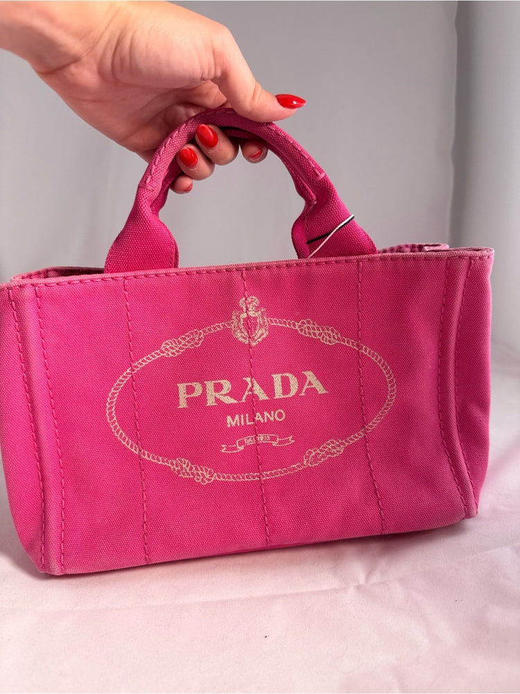 Prada Canapa Pink Canvas Tote Bag