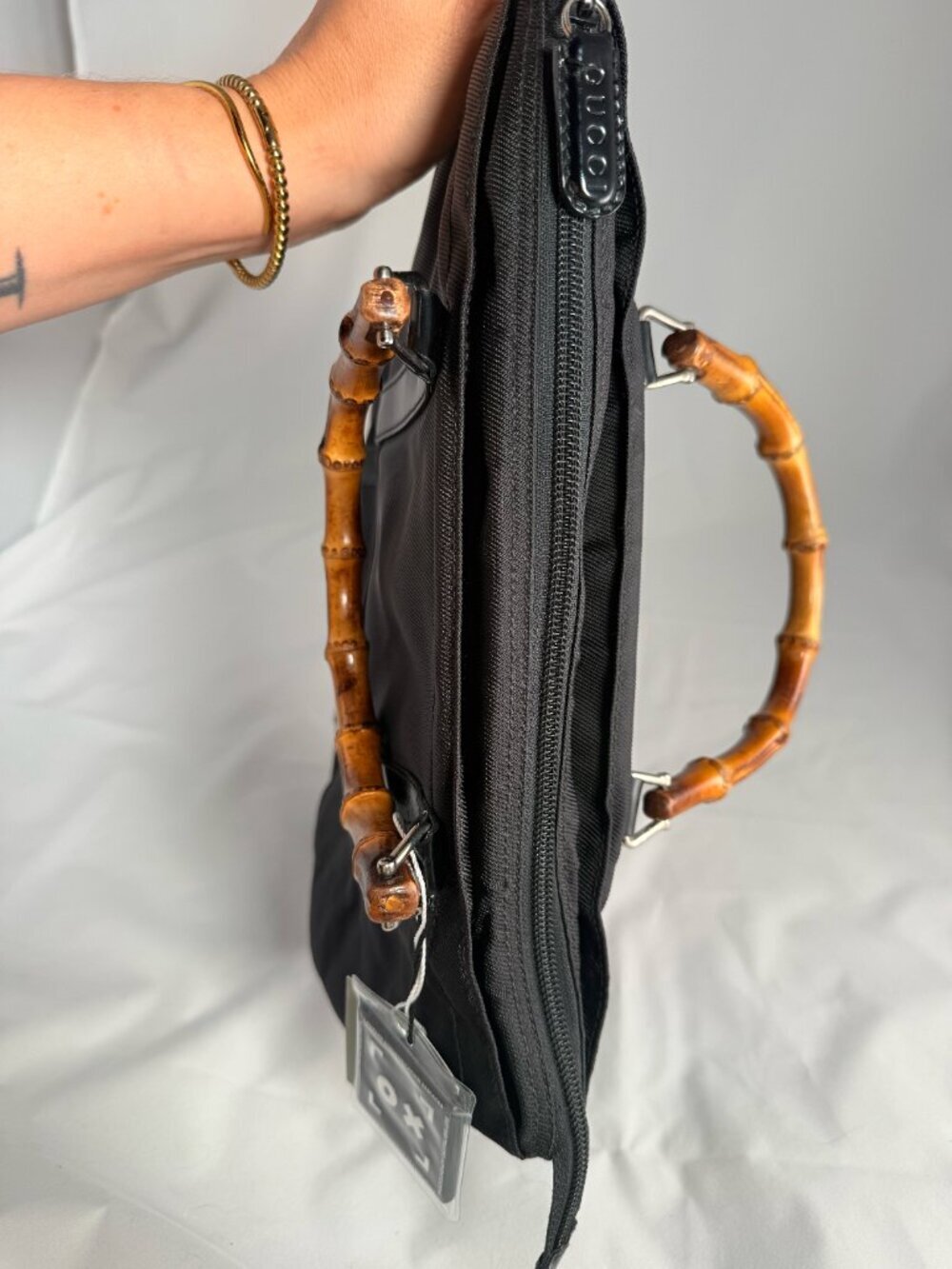 Vintage Gucci Bamboo Nylon Handbag