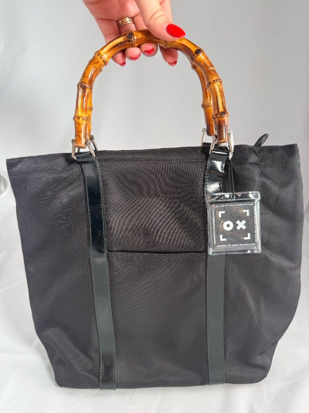 Vintage Gucci Bamboo Nylon Handbag