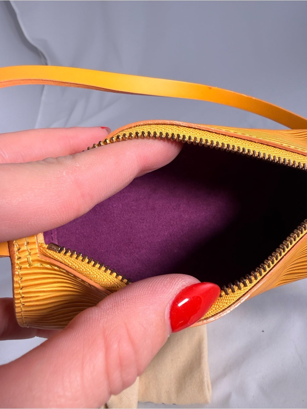 Louis Vuitton Yellow Epi Leather Papillon Mini Wristlet