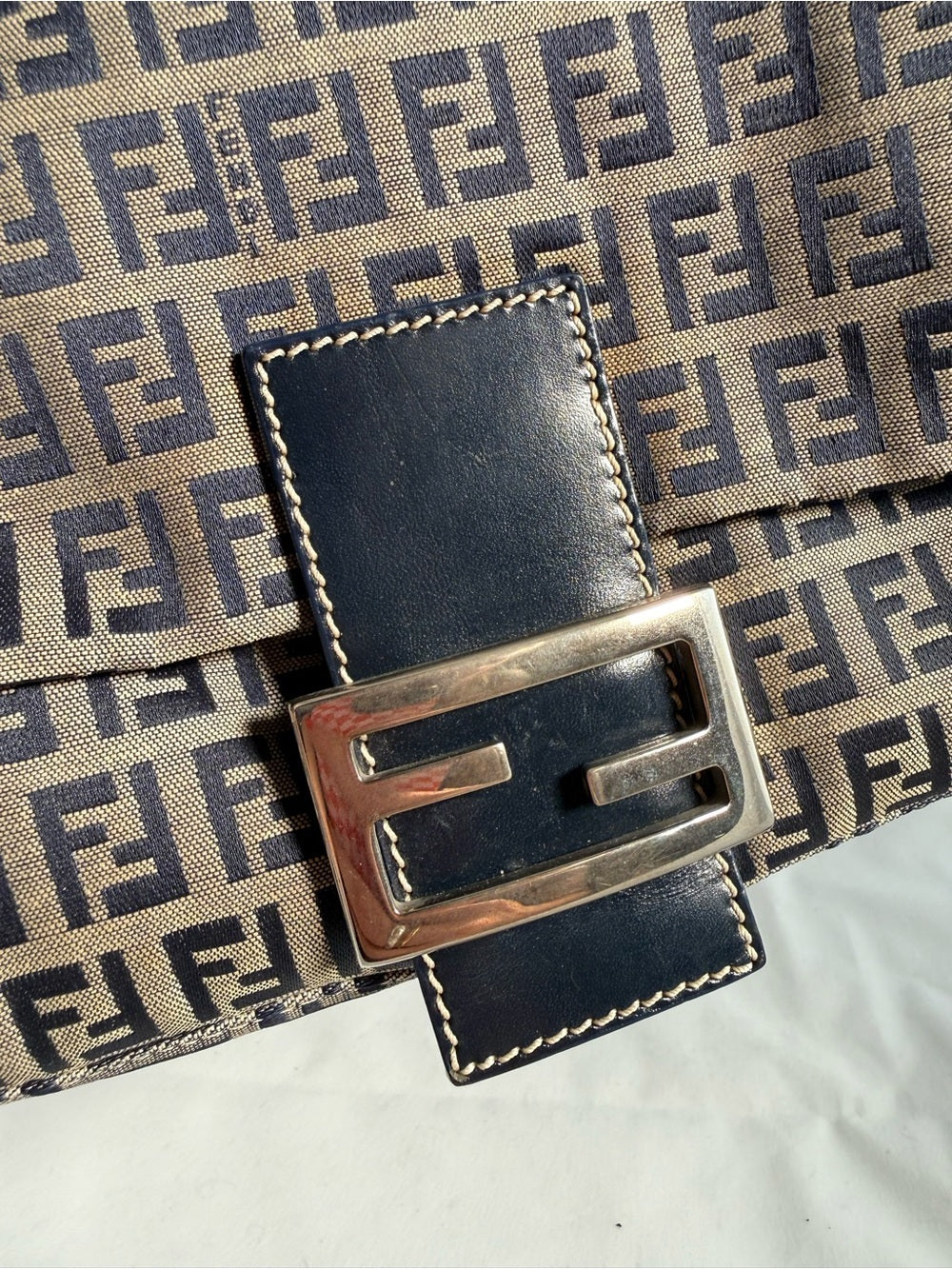 Fendi Blue Zucca Mama Baguette