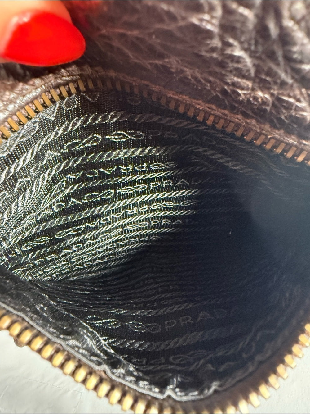 Prada Black Nylon and Brown Leather Shoulder Bag