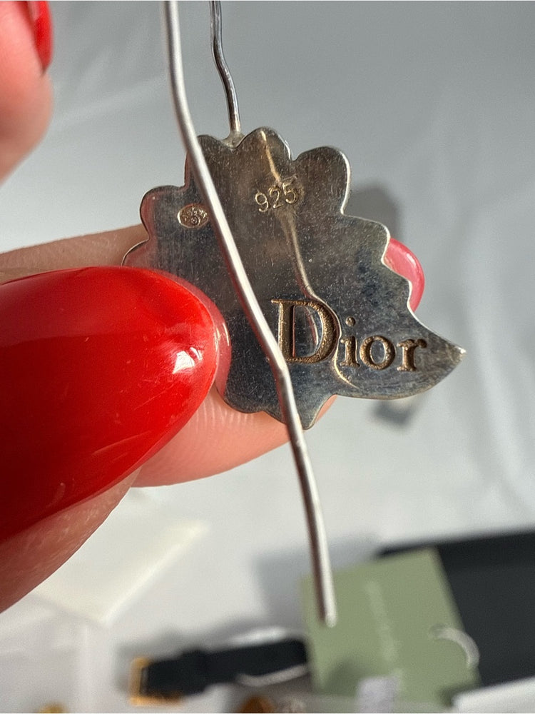 Christian Dior Vintage Daisy Enamel Drop Earrings