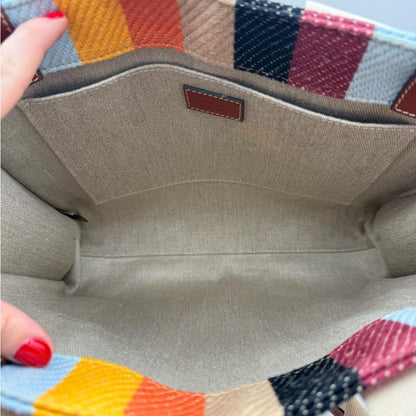 Chloe Medium Woody Tote Multicolor Striped Canvas