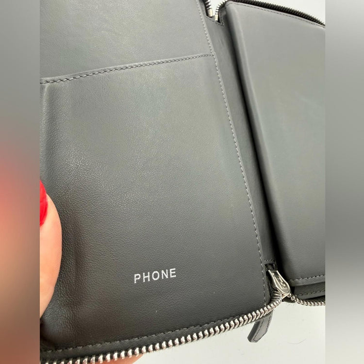 Fendi Gray Leather Organizer Clutch