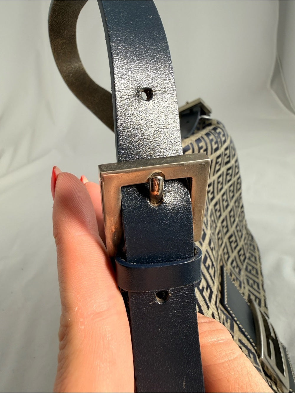 Fendi Blue Zucca Mama Baguette