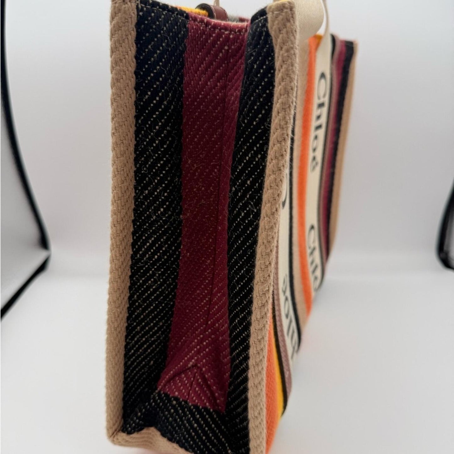 Chloe Medium Woody Tote Multicolor Striped Canvas