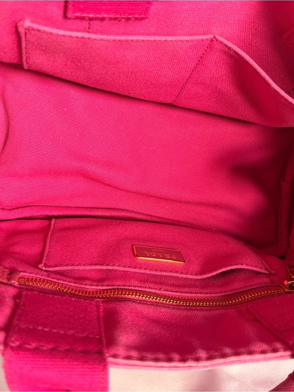 Prada Canapa Pink Canvas Tote Bag