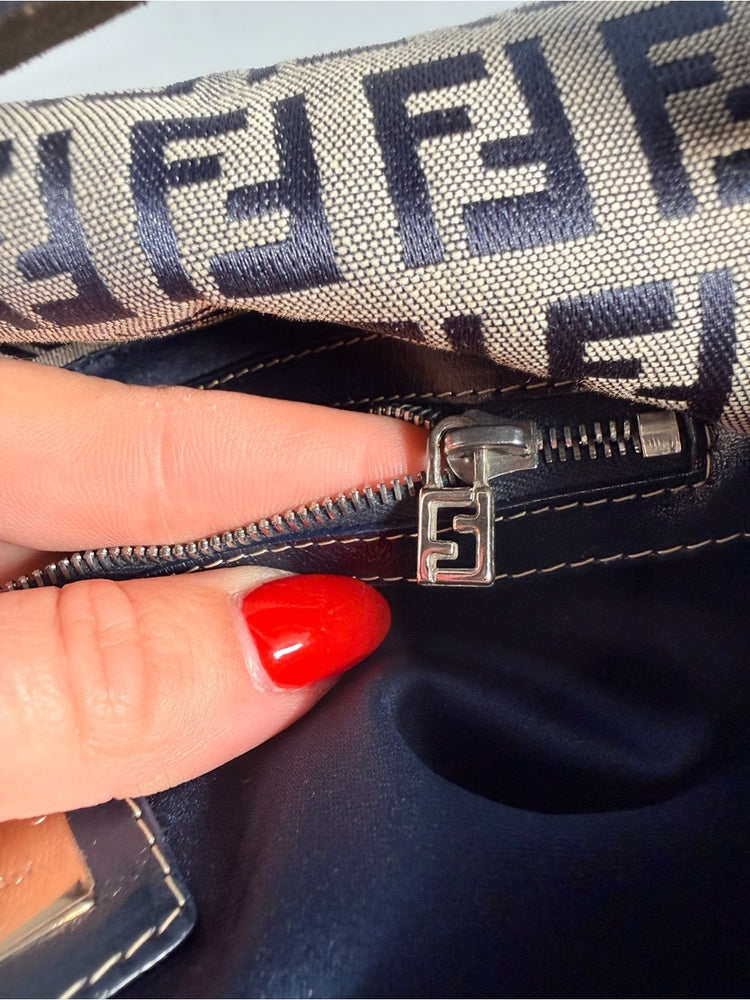 Fendi Blue Zucca Mama Baguette