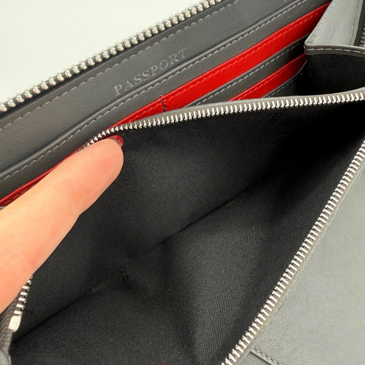 Fendi Gray Leather Organizer Clutch