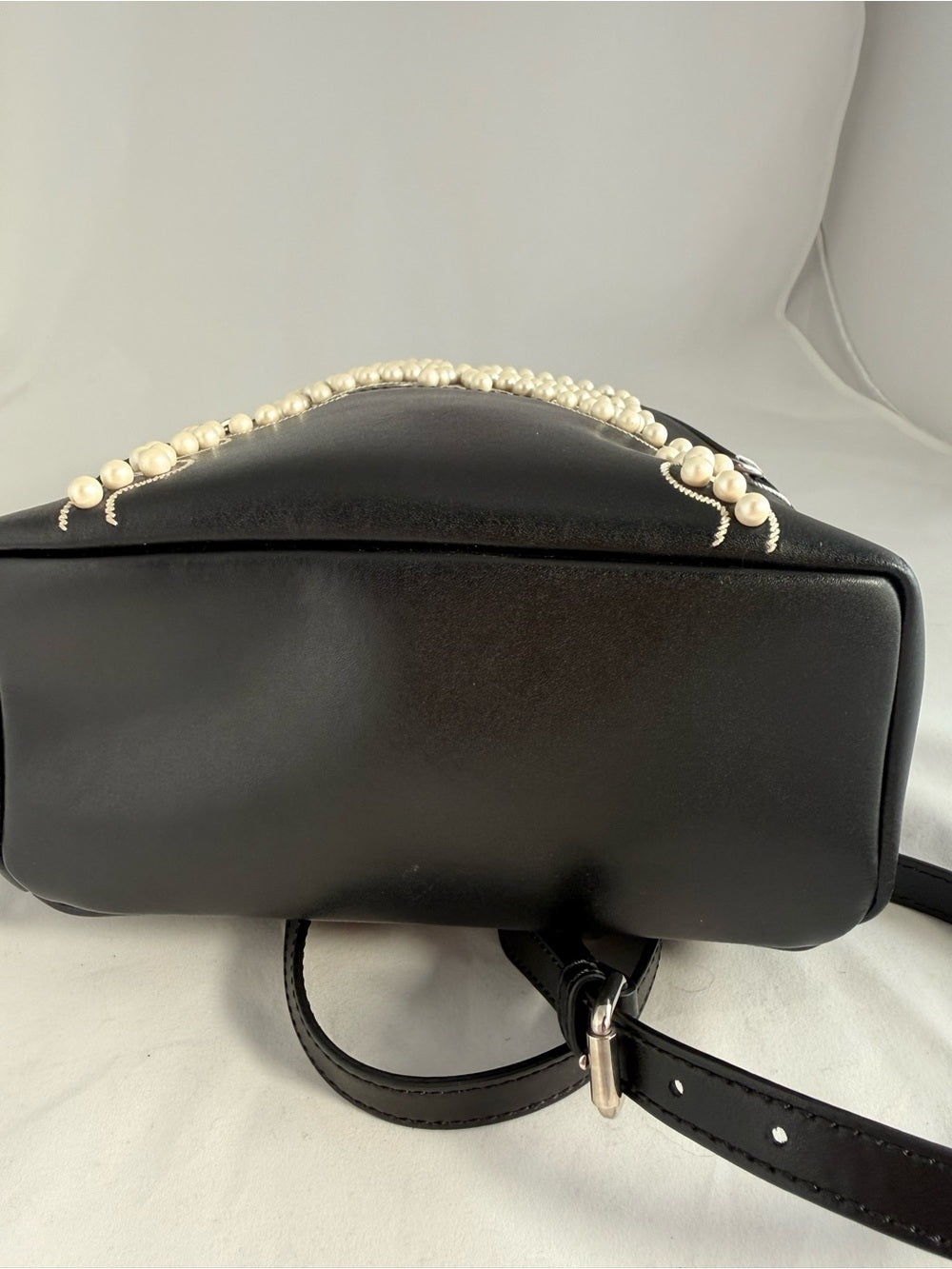 Fendi Mini By The Way Leather Backpack with Pearl Bow Detail