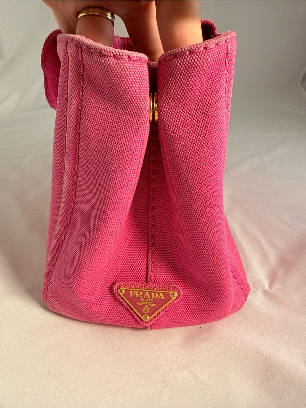 Prada Canapa Pink Canvas Tote Bag