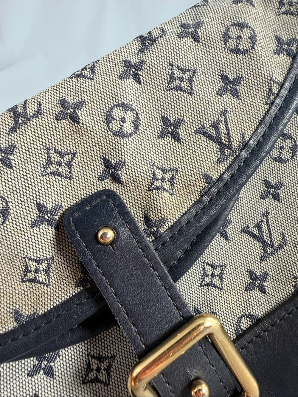 Louis Vuitton Navy Mini Lin  Majorie Shoulder Bag