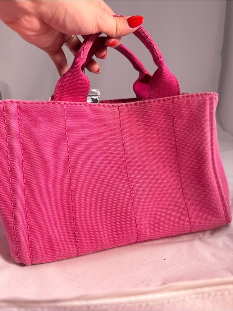 Prada Canapa Pink Canvas Tote Bag
