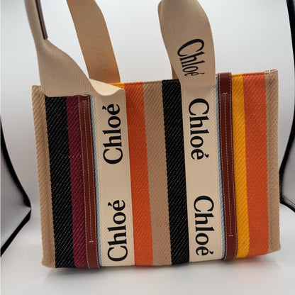 Chloe Medium Woody Tote Multicolor Striped Canvas